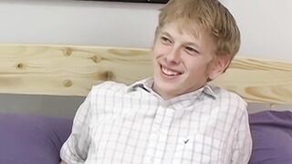 Blond twink Sky Sylvanus plays his dick and jerks off solo