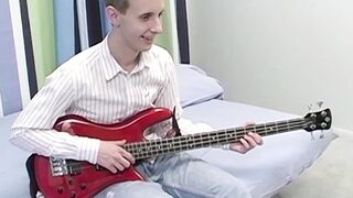 Petite young twink Jacob Rex wanks off after interview