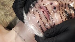 Secured and gagged slave gets spanked