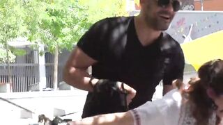 Slave sucks and rims man in public bar