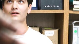 Thieving twink cums hard after police interracial threesome Hoe 3