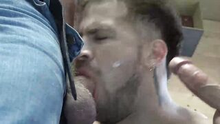 Perp Keith Foxxx devours the muscled officer and his hairy stepdads huge dicks