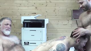 Perp Keith Foxxx devours the muscled officer and his hairy stepdads huge dicks