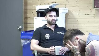 Perp Keith Foxxx devours the muscled officer and his hairy stepdads huge dicks