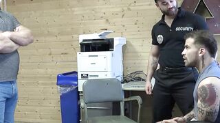 Perp Keith Foxxx devours the muscled officer and his hairy stepdads huge dicks