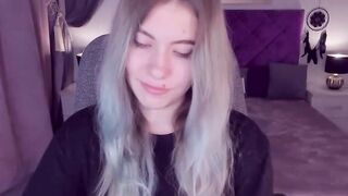 Blonde teen SimaDark smoking vape and stripping off on solo webcam show