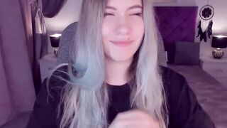 Blonde teen SimaDark smoking vape and stripping off on solo webcam show