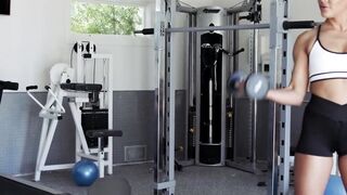 Busty athletic lady Aila Donova lets a hunk dude fuck her in the gym
