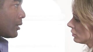 Blonde white MILF Pristine Edge loved sucking and my ebony dick