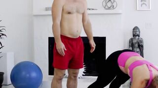 MILF trainer Sarah Taylor endures getting rammed by a big dicked dude