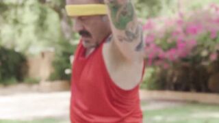 Ebony MILF Olivia Jayys workout teases pervy and handsome neighbor