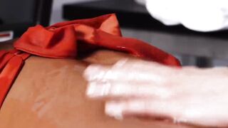 Curly haired ebony Crystal Rush receives hard fucking from a white meaty cock