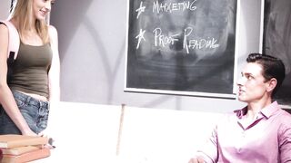 Petite student Kyler Quinn tastes teachers cock after a hard anal plowing