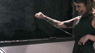 Tattooed ex student Vanessa Vega seduces her former teacher in the classroom