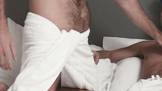 Hairy DILF Coach Barrett loves twink Milo Miles big dick