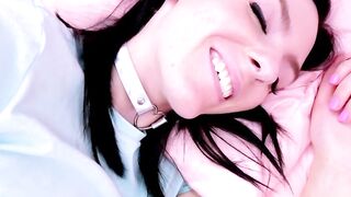 Super sexy girl uses hands and feet to make cock cum