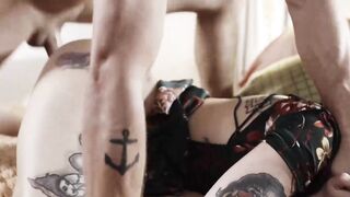 Tattooed brunette Vanessa Vega bounced off a massive dick