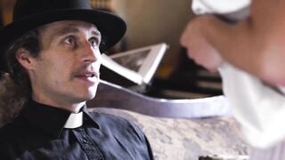 Reluctant priest falls for a lesbian couple Michael Vegas and Mona Azar