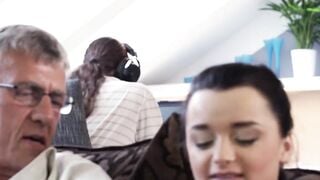 Brunette babe Erica Black takes an old meat inside her wet pussy