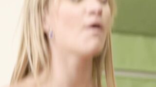 Blonde Angel Piaf got caught by her BF having intense sex with his dad
