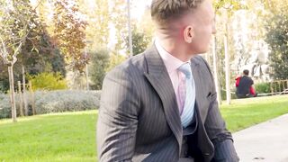 Suited Gustavo Cruz rimmed and side fucked his client Magnus Loki