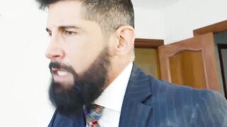 Sloppy blowjob and wet anal fucking by suited Justin Jett and Mika Ayden