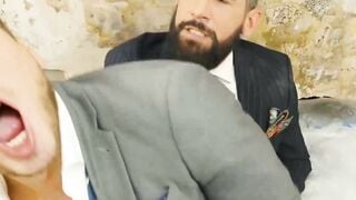Sloppy blowjob and wet anal fucking by suited Justin Jett and Mika Ayden
