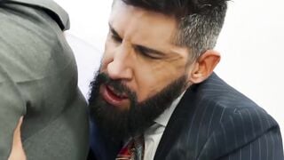 Sloppy blowjob and wet anal fucking by suited Justin Jett and Mika Ayden