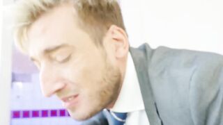 Sloppy blowjob and wet anal fucking by suited Justin Jett and Mika Ayden