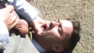 Suited Robbie Rojo spreads legs for a hardcore missionary by hottie Hector de Silva