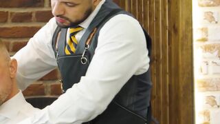 Client Matt Polaco moaned loudly in a sweaty ass fucking by barber Oskar Ivan