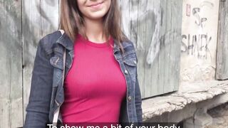 Brunette babe Tiffany Blue fucked outside in exchange for cash