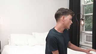 The DILF Mr. Reece Scott eased his massive and hardon cock-head against his son's pin