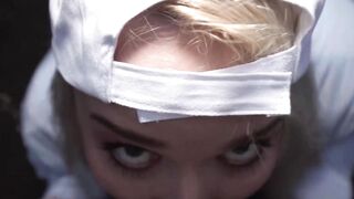 Cool delivery babe Vera Jarw guides my penis into her wet mouth and vagina