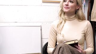 Milf busted with stolen dildos gets on knees