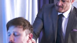 Suited Drew Dixon got fucked after worshiping the feet of master Rocky Vallarta