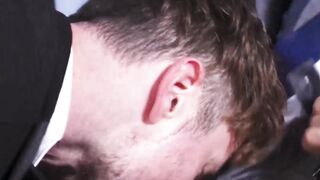 Suited Drew Dixon got fucked after worshiping the feet of master Rocky Vallarta