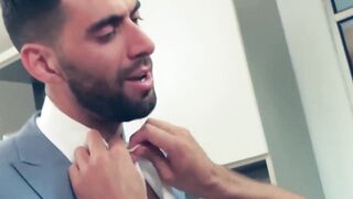 Suited Mick Stallone slides his dick in and out into the hole of Dani Robles