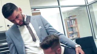 Suited Mick Stallone slides his dick in and out into the hole of Dani Robles
