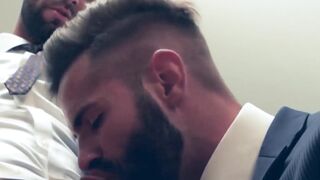 Suited Mick Stallone slides his dick in and out into the hole of Dani Robles
