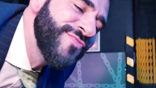 Wild spitting and cock riding by suited Excelsior and horny Apolo Adri
