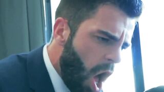 Suited Hector De Silva flips sexy Axel Max over and fucks him deep