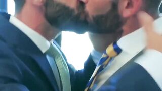 Suited Hector De Silva flips sexy Axel Max over and fucks him deep