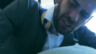 Suited Hector De Silva flips sexy Axel Max over and fucks him deep