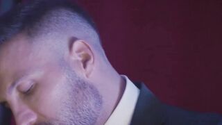Bearded hunk Scott Carter doggy styled suited Donato Reyes in the cinema