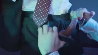 Bearded hunk Scott Carter doggy styled suited Donato Reyes in the cinema