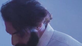 Bearded hunk Scott Carter doggy styled suited Donato Reyes in the cinema