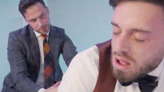 Sexy Manuel Reyes had his ass fisted and rammed by suited Damon Heart