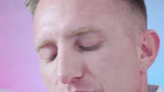 Horny blond Mr Loki suit down to sheer his socks and strokes his dick