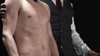 Masters Cain Marko and Reese both thrust the slaveboy from different ends competing f